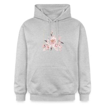 Elegantes Rouge-Blumen-Design - Gildan Unisex Softstyle® Midweight Hoodie - Hellgrau meliert - Vorne - Liana (172cm) & Jaron (178cm)