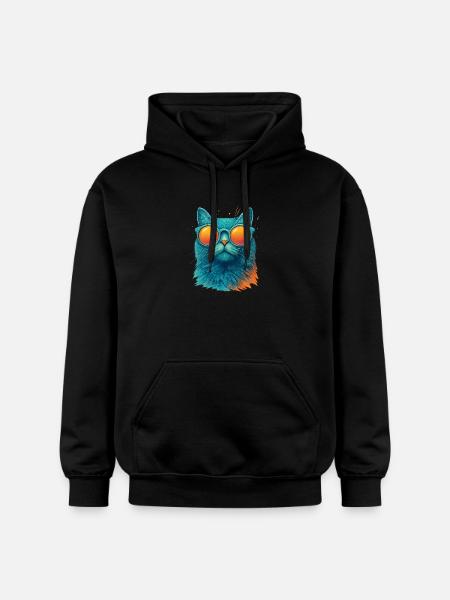 Cool Cat in Sunglasses - Gildan Unisex Softstyle® Midweight Hoodie - black