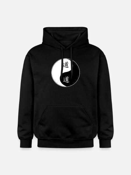 Yin Yang Symbol with Chinese Characters - Gildan Unisex Softstyle® Midweight Hoodie - black