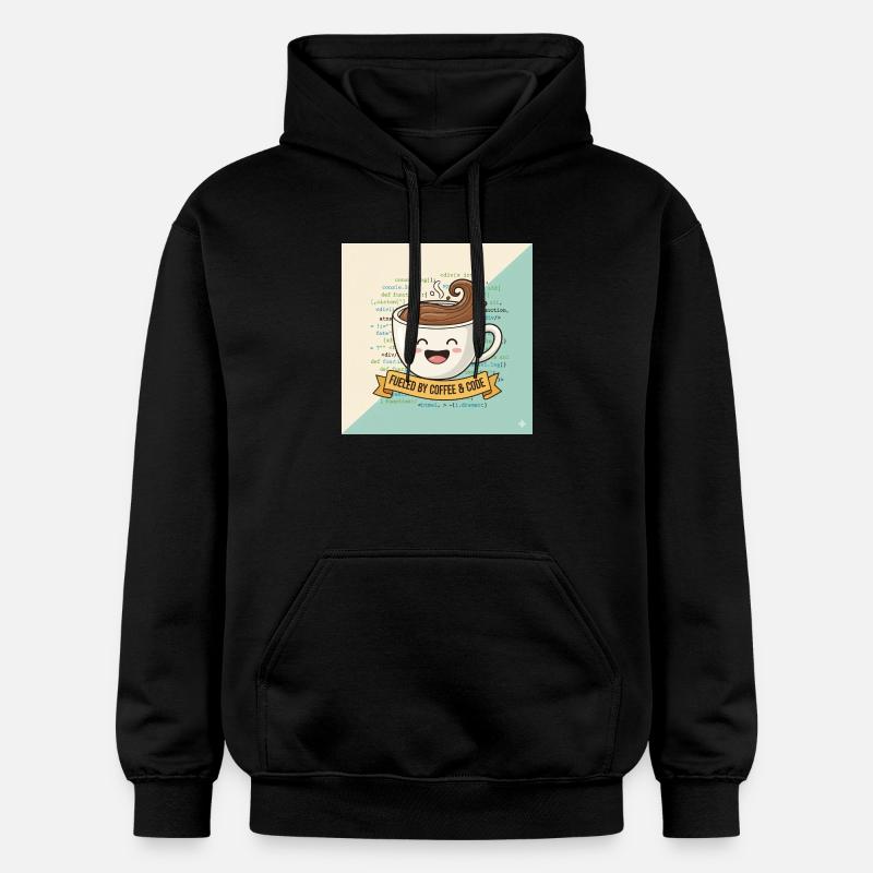 Happy Coffee Mug and Code - Gildan Unisex Softstyle® Midweight Hoodie - black