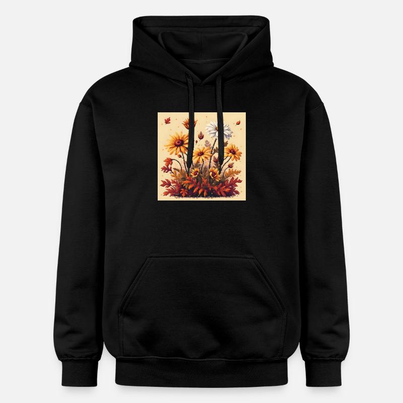 8 bits Floraison d’automne - Sweat à capuche Softstyle® Gildan Unisexe - noir