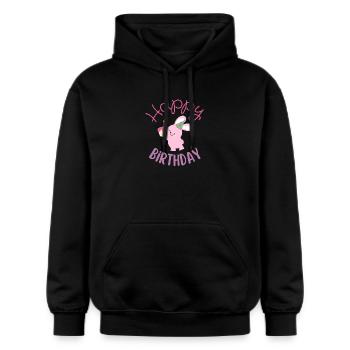 Happy birthday  - Sweat à capuche Softstyle® Gildan Unisexe - noir - Devant - Marisol (170cm) & Nik (191cm)