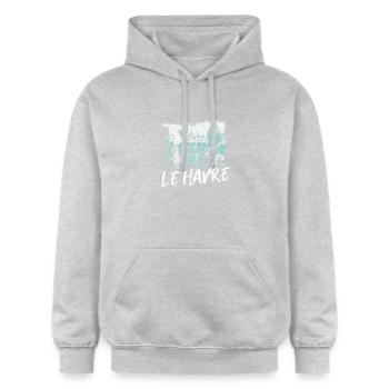 Le Havre Port et Voiles Écume - Sweat à capuche Softstyle® Gildan Unisexe - gris clair chiné - Devant - Liana (172cm) & Jaron (178cm)