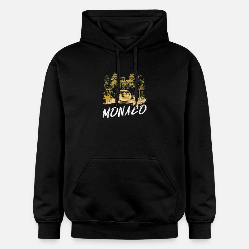 Monaco façade Casino, Globe Doré - Sweat à capuche Softstyle® Gildan Unisexe - noir
