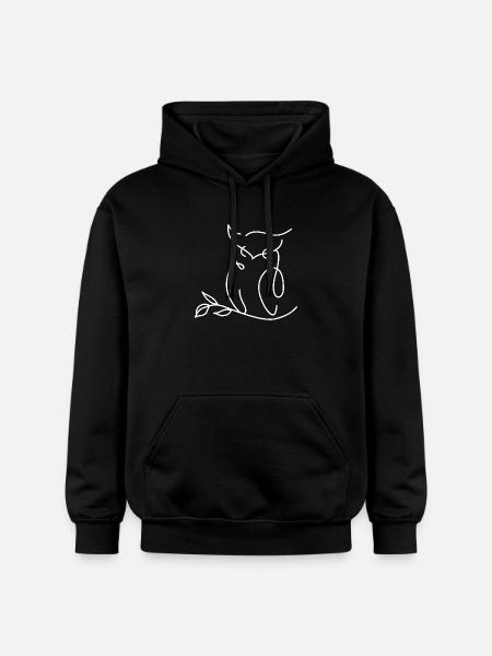 Owl Silhouette – Artistic Line Motif - Gildan Unisex Softstyle® Midweight Hoodie - black