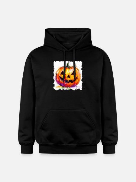 Bunter Kürbis Jack-O-Lantern - Gildan Unisex Softstyle® Midweight Hoodie - Schwarz