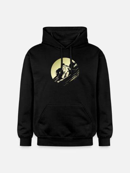 Ski Fahren Skiing Silhouette - Gildan Unisex Softstyle® Midweight Hoodie - black