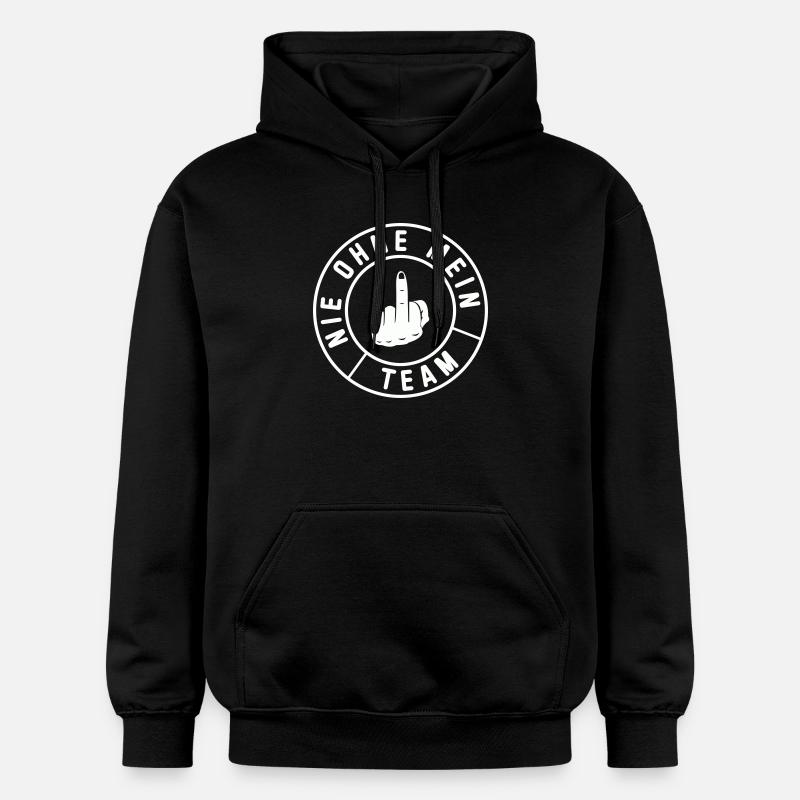Mein Team Mittelfinger Emblem - Gildan Unisex Softstyle® Midweight Hoodie - Schwarz
