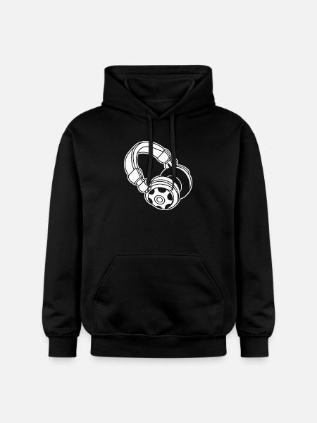 Headphone Silhouette: DJ & Music Vibes - Gildan Unisex Softstyle® Midweight Hoodie - black