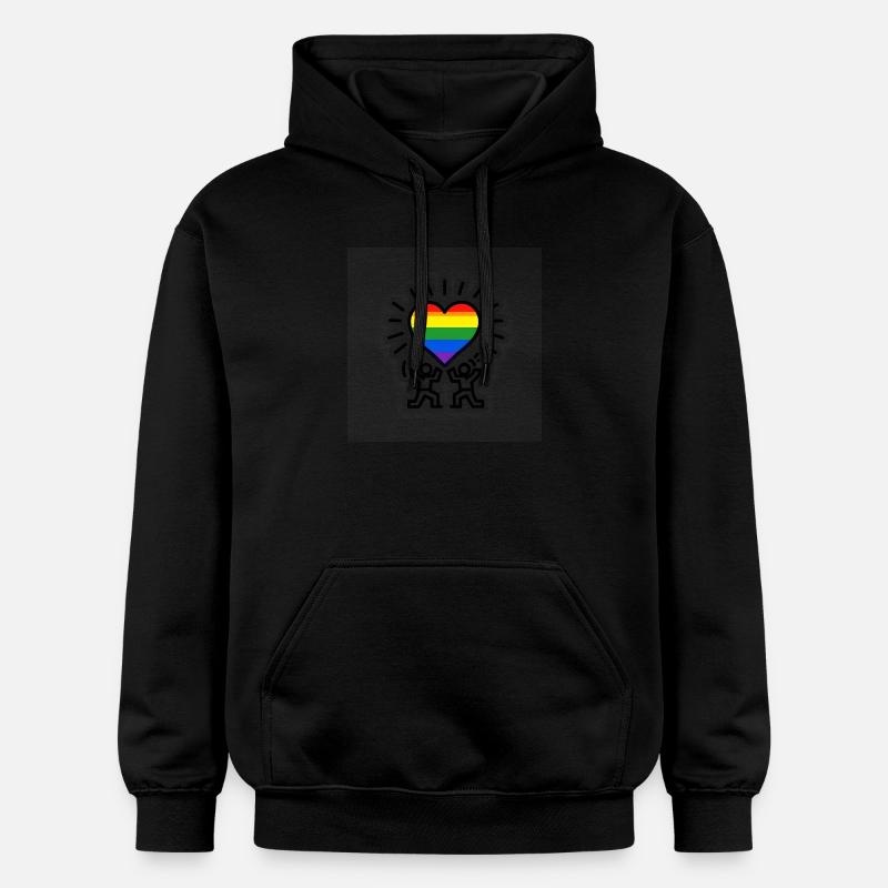Herz-Regenbogen-Feier - Gildan Unisex Softstyle® Midweight Hoodie - Schwarz