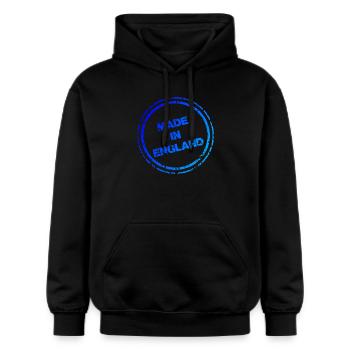 English Pride Tee – Blue “Made in England” Logo - Gildan Unisex Softstyle® Midweight Hoodie - black - Front - Marisol (170cm) & Nik (191cm)