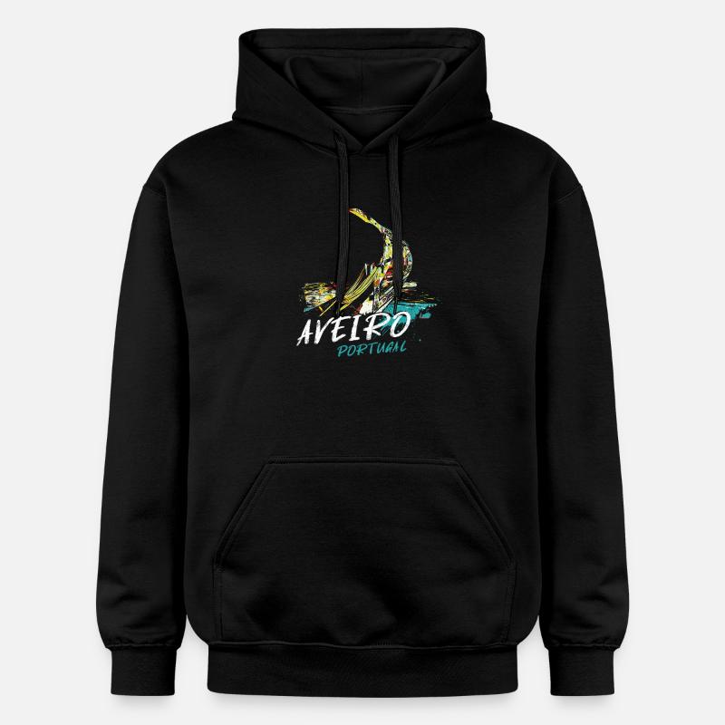 Proue bateau moliceiro Aveiro illustration - Sweat à capuche Softstyle® Gildan Unisexe - noir