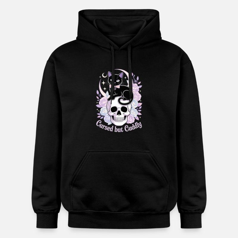 Maudit et câlin : Crâne de chat - Sweat à capuche Softstyle® Gildan Unisexe - noir