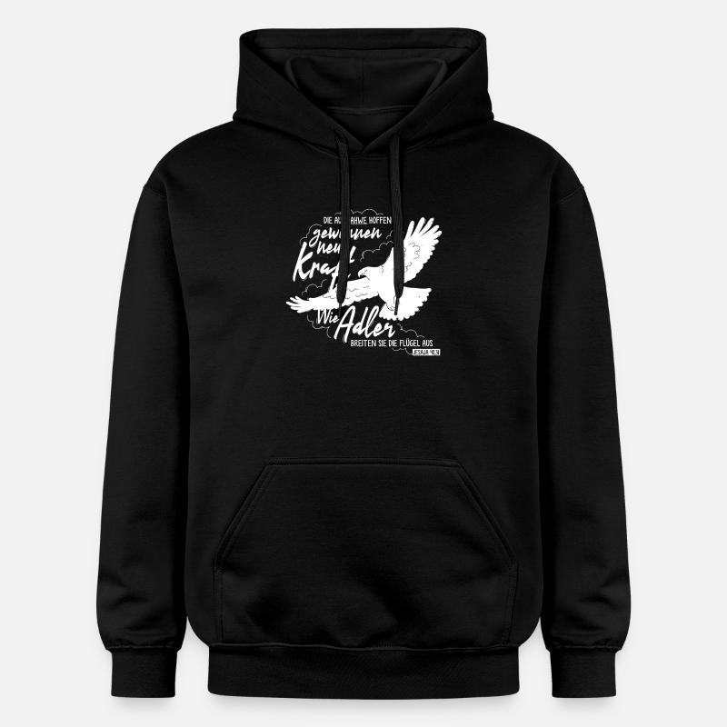 Isaiah 40:31 - Like Eagle Lettering - Gildan Unisex Softstyle® Midweight Hoodie - black
