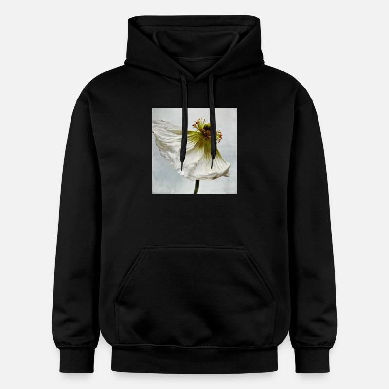 Coquelicot blanc - Sweat à capuche Softstyle® Gildan Unisexe - noir