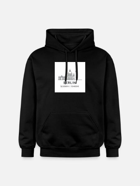 Berlin Line Art Silhouette Landmark - Gildan Unisex Softstyle® Midweight Hoodie - black