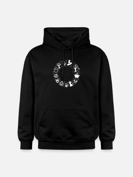 Halloween Symbols Wreath - Gildan Unisex Softstyle® Midweight Hoodie - black