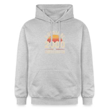 Édition Originale 2000 Sunset Retro - Sweat à capuche Softstyle® Gildan Unisexe - gris clair chiné - Devant - Liana (172cm) & Jaron (178cm)