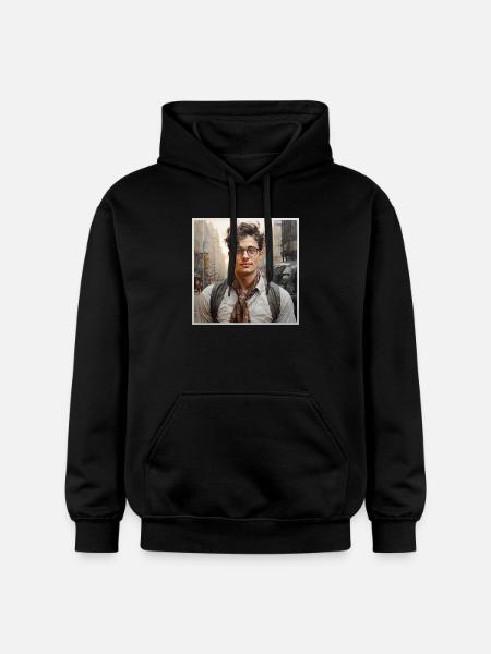 Indie Street Portrait Glasses - Gildan Unisex Softstyle® Midweight Hoodie - black