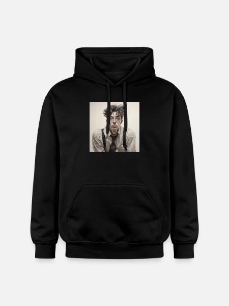 Verträumter Brillenträger Portrait - Gildan Unisex Softstyle® Midweight Hoodie - Schwarz
