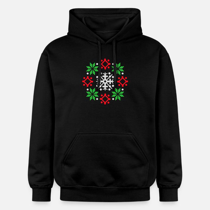Schneeflocken Muster Weihnachtspullover Schnee - Gildan Unisex Softstyle® Midweight Hoodie - Schwarz