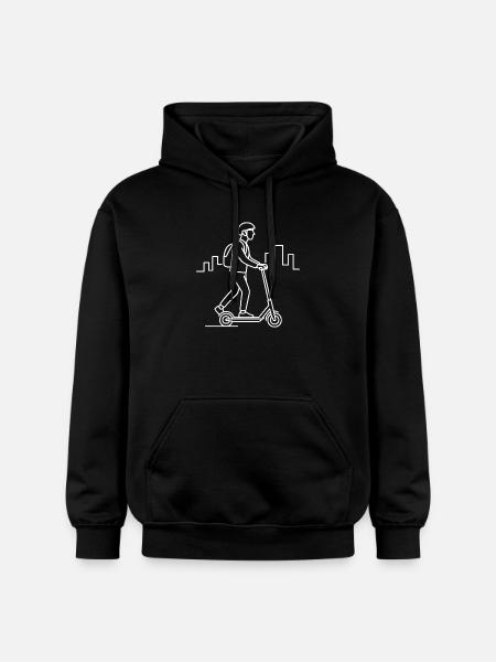 E-Scooter Driver Sketch – Urban Design - Gildan Unisex Softstyle® Midweight Hoodie - black