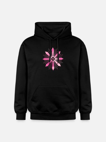 Dazzling radial pink star - Gildan Unisex Softstyle® Midweight Hoodie - black