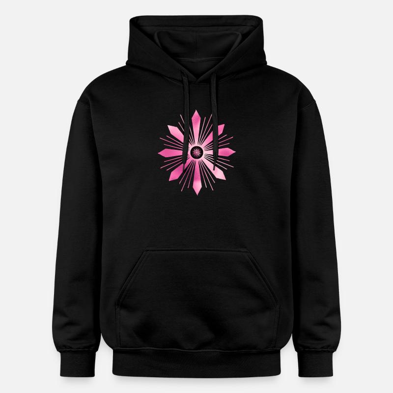 Étoile rose radiale éblouissante - Sweat à capuche Softstyle® Gildan Unisexe - noir