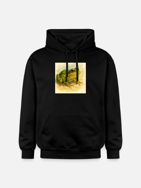 Aquarelle Grenouille Verte - Sweat à capuche Softstyle® Gildan Unisexe - noir