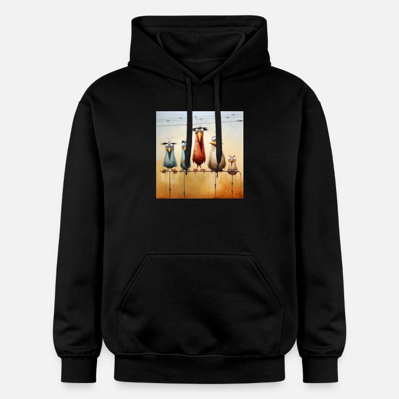 volée d’oiseaux sur un fil - Sweat à capuche Softstyle® Gildan Unisexe - noir