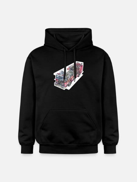 Fire Brigade Truck Detail Technology - Gildan Unisex Softstyle® Midweight Hoodie - black