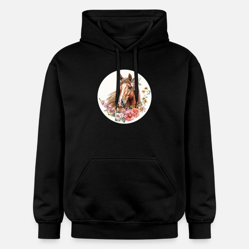 Fleurs de cheval - Sweat à capuche Softstyle® Gildan Unisexe - noir