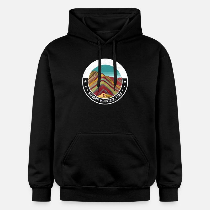 Regenbogenberg Peru Farbexplosion - Gildan Unisex Softstyle® Midweight Hoodie - Schwarz