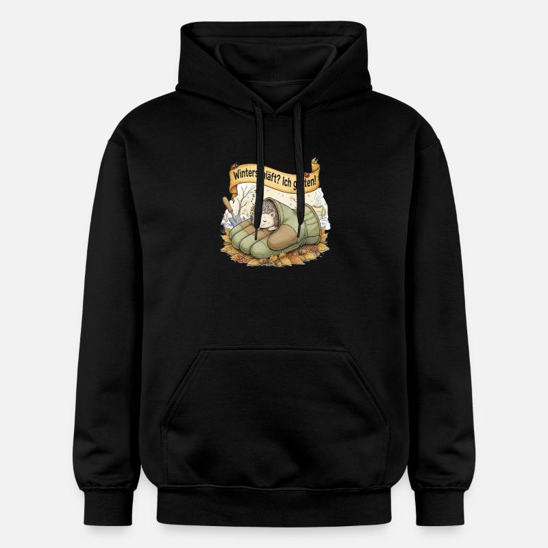 Igel schläft in Gartenhandschuh "Winterschläft? Ic - Gildan Unisex Softstyle® Midweight Hoodie - Schwarz