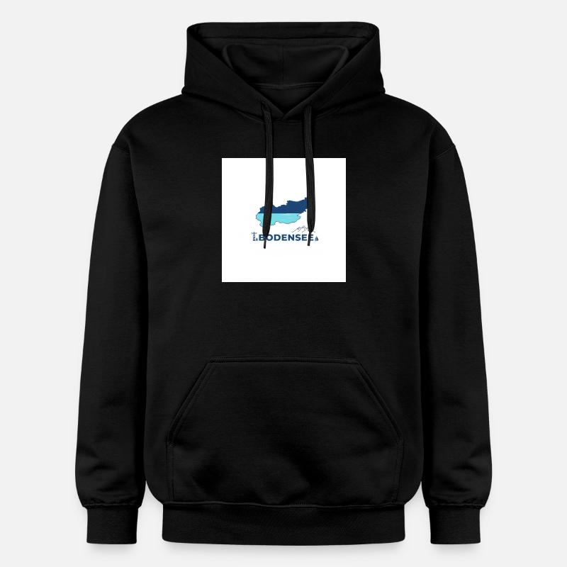 Bodensee Landschaftslogo Seeufer - Gildan Unisex Softstyle® Midweight Hoodie - Schwarz
