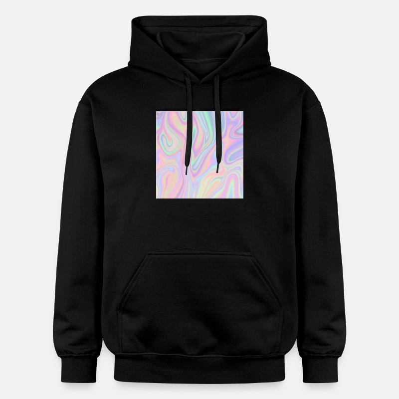 Motif pastel liquide abstrait iridescent - Sweat à capuche Softstyle® Gildan Unisexe - noir