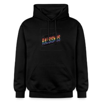 Kein Platz für Rassismus - Cool Pride Logo - Gildan Unisex Softstyle® Midweight Hoodie - Schwarz - Vorne - Marisol (170cm) & Nik (191cm)