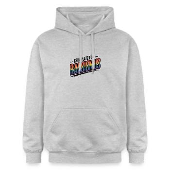 Kein Platz für Rassismus - Cool Pride Logo - Gildan Unisex Softstyle® Midweight Hoodie - Hellgrau meliert - Vorne - Liana (172cm) & Jaron (178cm)