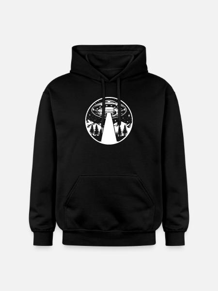 Spaceship UFO Retro Vintage Space Stars - Gildan Unisex Softstyle® Midweight Hoodie - black