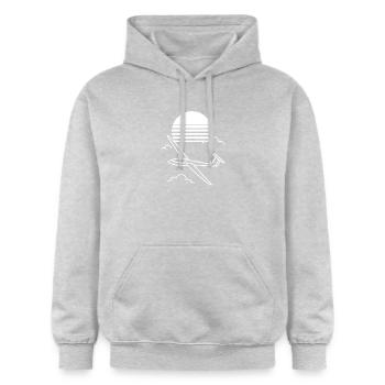 Segelflug am Sonnenuntergang - Gildan Unisex Softstyle® Midweight Hoodie - Hellgrau meliert - Vorne - Liana (172cm) & Jaron (178cm)