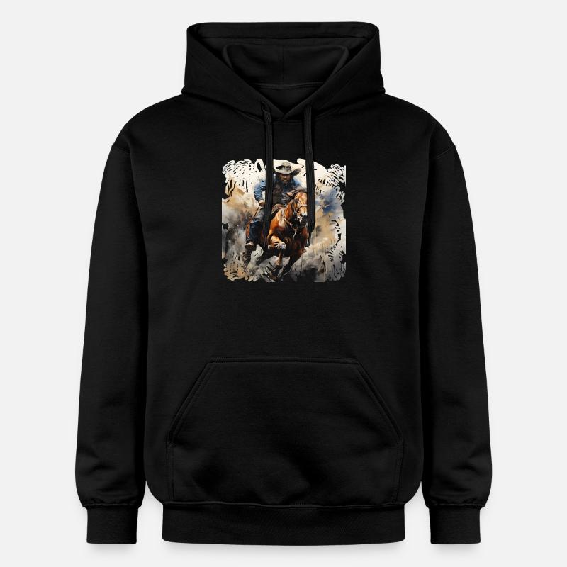 Wildwest Reiter Dynamik-Malstil - Gildan Unisex Softstyle® Midweight Hoodie - Schwarz