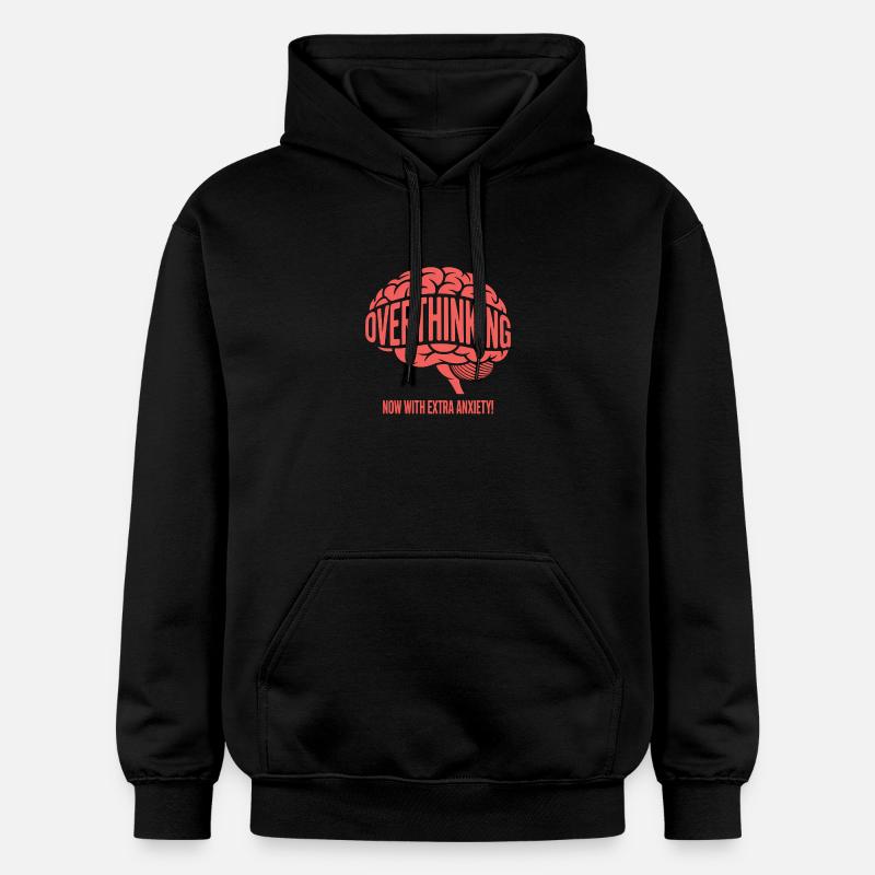 Trop réfléchir, maintenant avec plus d’anxiété ! - Sweat à capuche Softstyle® Gildan Unisexe - noir