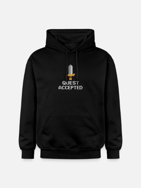 Quest Accepted Pixel Sword - Gildan Unisex Softstyle® Midweight Hoodie - black