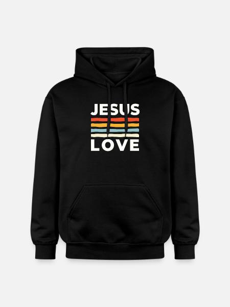 Jesus Love Christliche Nächstenliebe - Gildan Unisex Softstyle® Midweight Hoodie - black