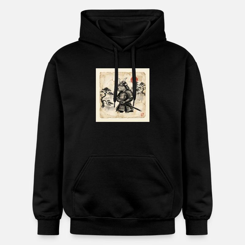 Samouraï guerrier japonais capybara - Sweat à capuche Softstyle® Gildan Unisexe - noir