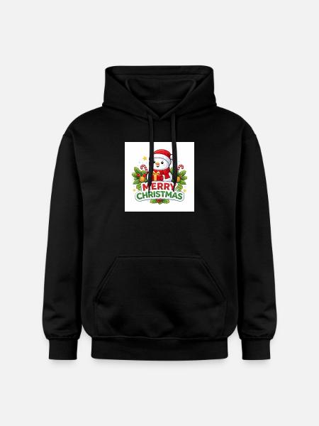 Snowman with gift Christmas fun - Gildan Unisex Softstyle® Midweight Hoodie - black