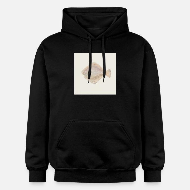 Aquarelle poisson plie – Illustration maritime - Sweat à capuche Softstyle® Gildan Unisexe - noir