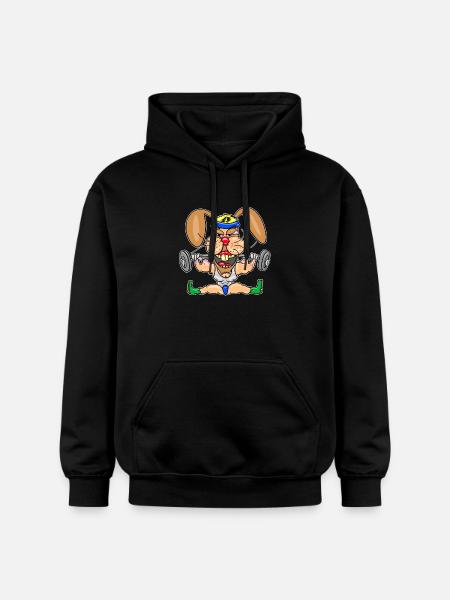 Strong Bunny Gym Cartoon - Gildan Unisex Softstyle® Midweight Hoodie - black