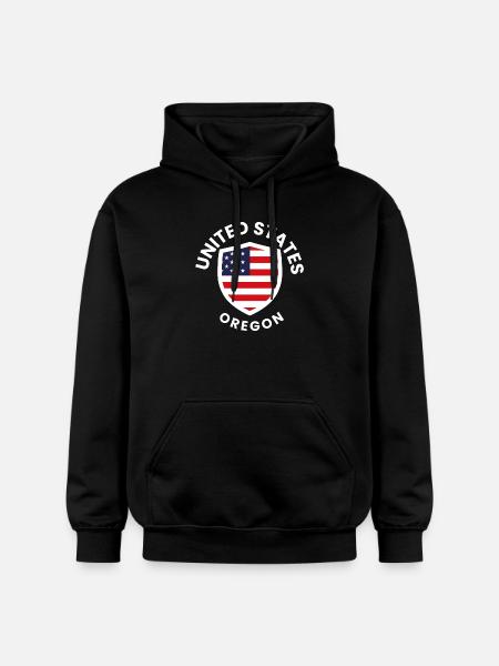 Oregon Shield mit US-Flagge - Gildan Unisex Softstyle® Midweight Hoodie - Schwarz