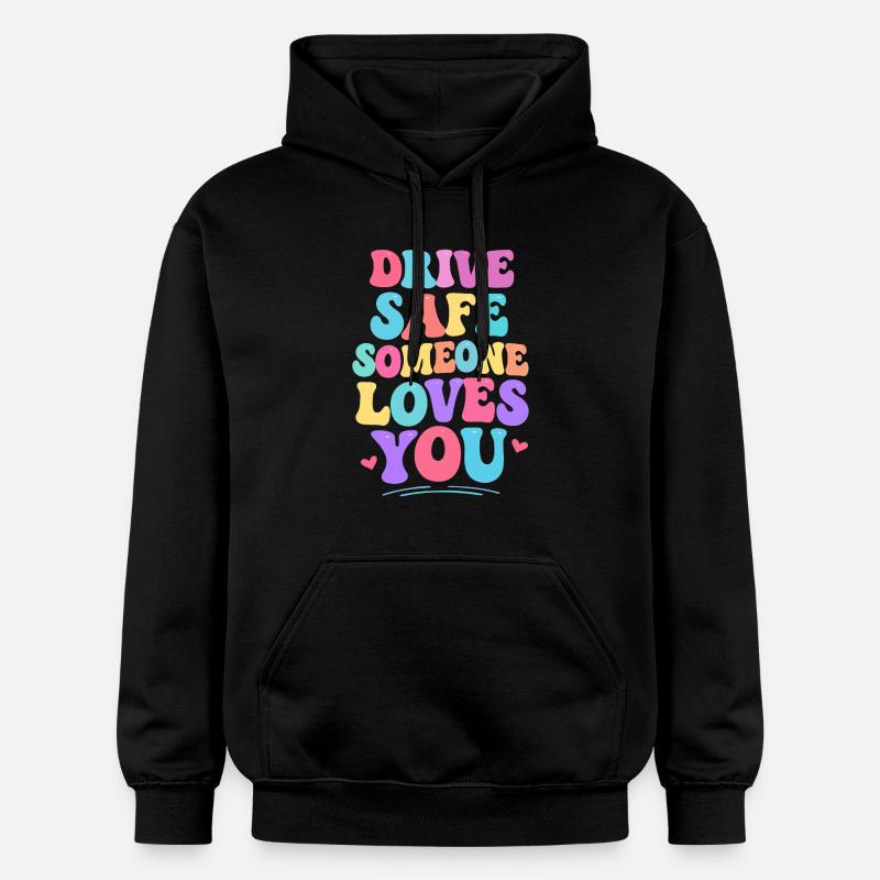 Conduis prudemment, quelqu’un t’aime - Sweat à capuche Softstyle® Gildan Unisexe - noir